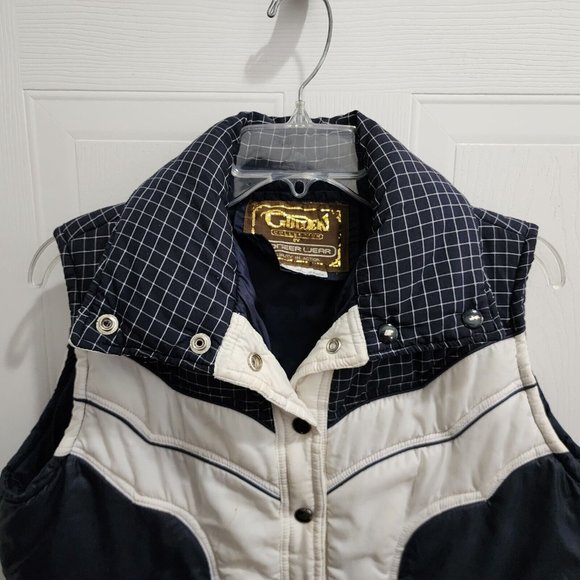 Vintage Golden Collection Pioneer Wear Women's Puffer Ski Vest Blue White Sz XL - Picture 2 of 15